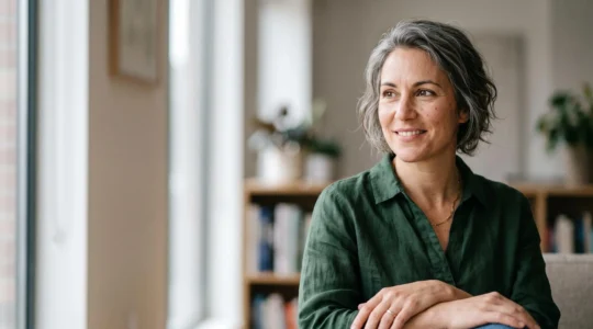 Portrait editorial d'une personne rayonnante mettant en valeur son charme naturel et unique
