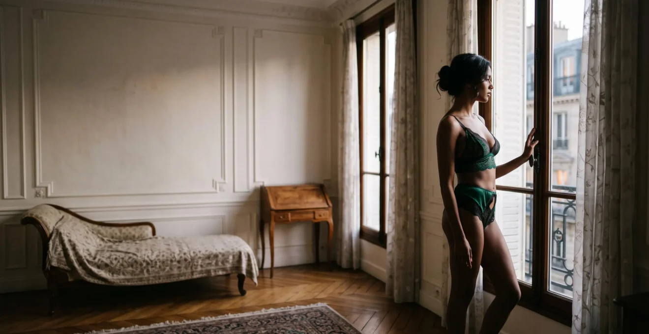 Ensemble de lingerie sophistique dans une lumiere douce evoquant un effet glamour raffine