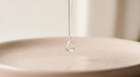 Goutte d'eau translucide symbolisant la pureté et la douceur d'un lubrifiant à base d'eau sans substance toxique